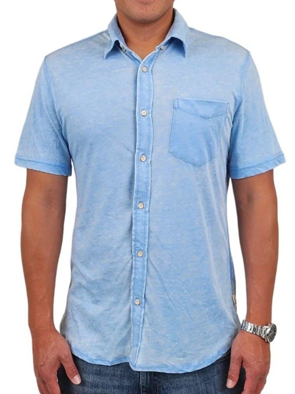 Surfside Supply Bright Blue Burnout Knit Short Sleeve Vintage Shirt